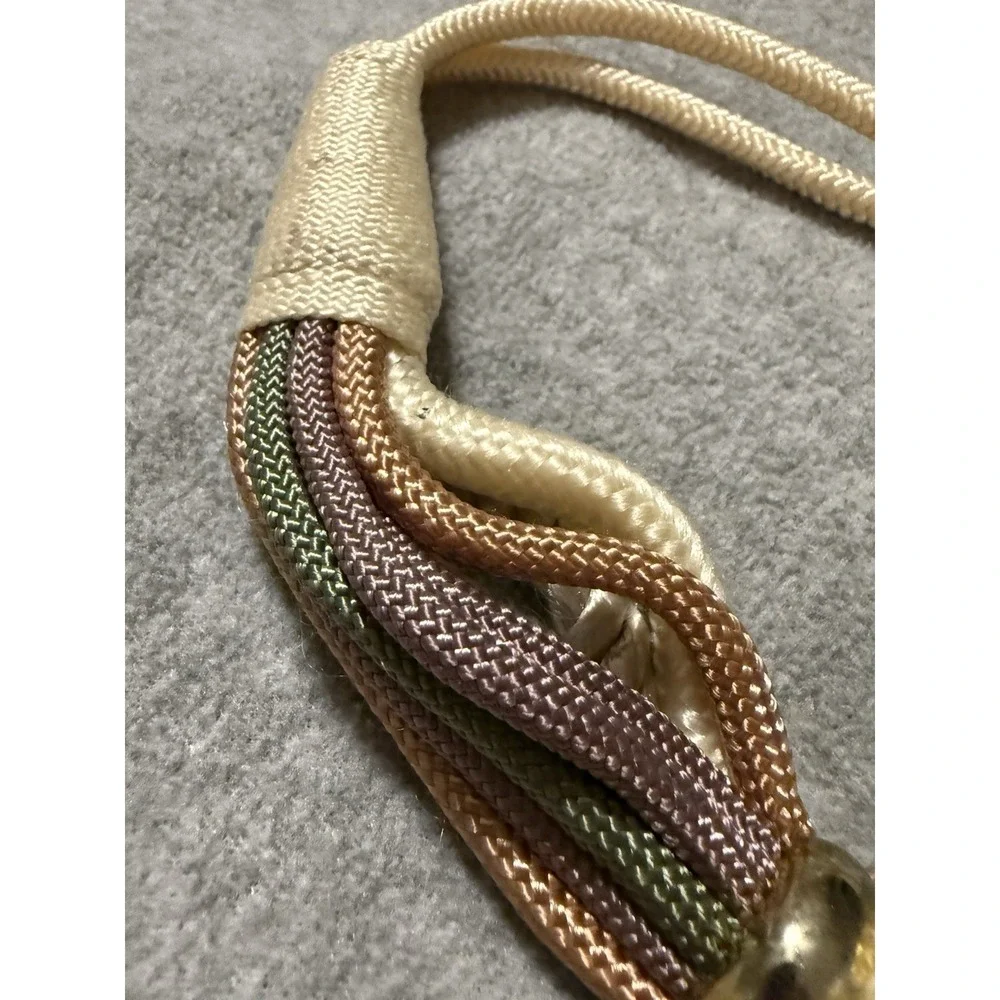 Vtg 80s Fashion Multi Colored Gold Disk Corded Beaded Stretch Belt M/L Statement